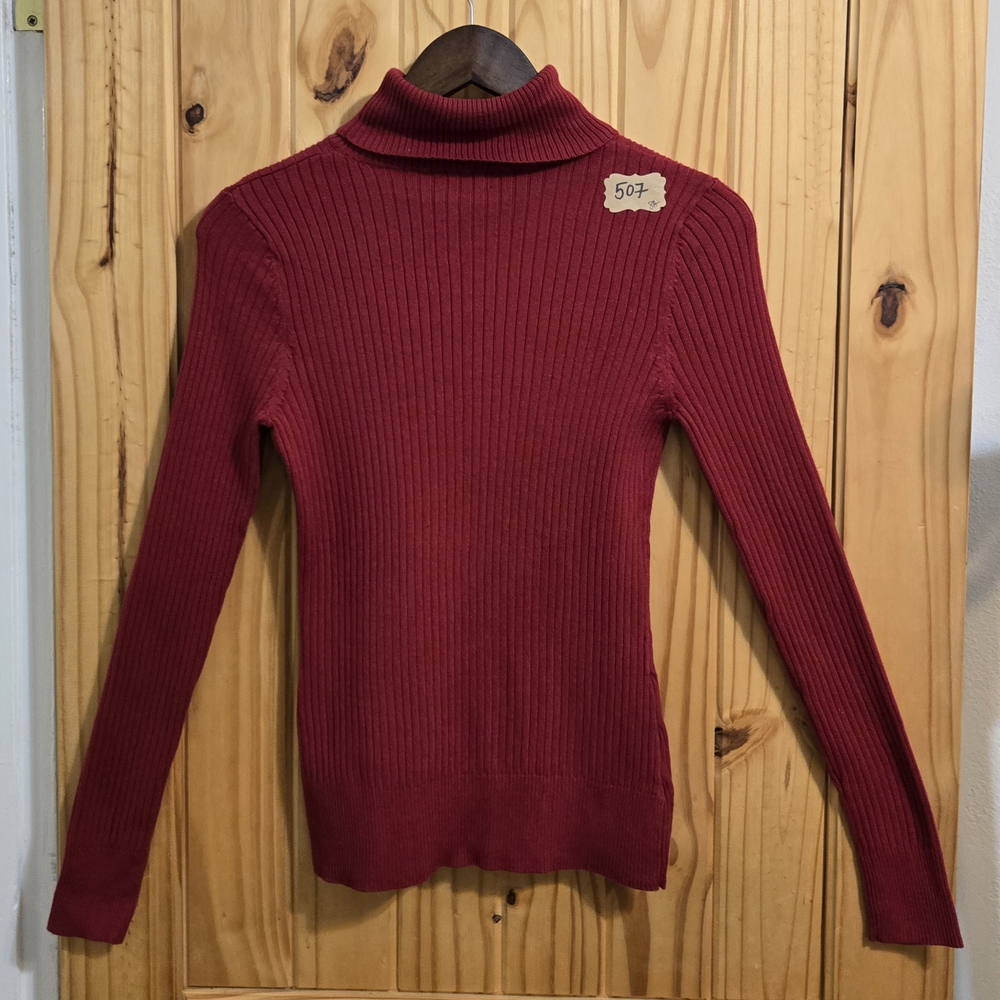 Merona Women's Ribbed Turtleneck Sweater Red Size M Long Sleeve Pullover Knit